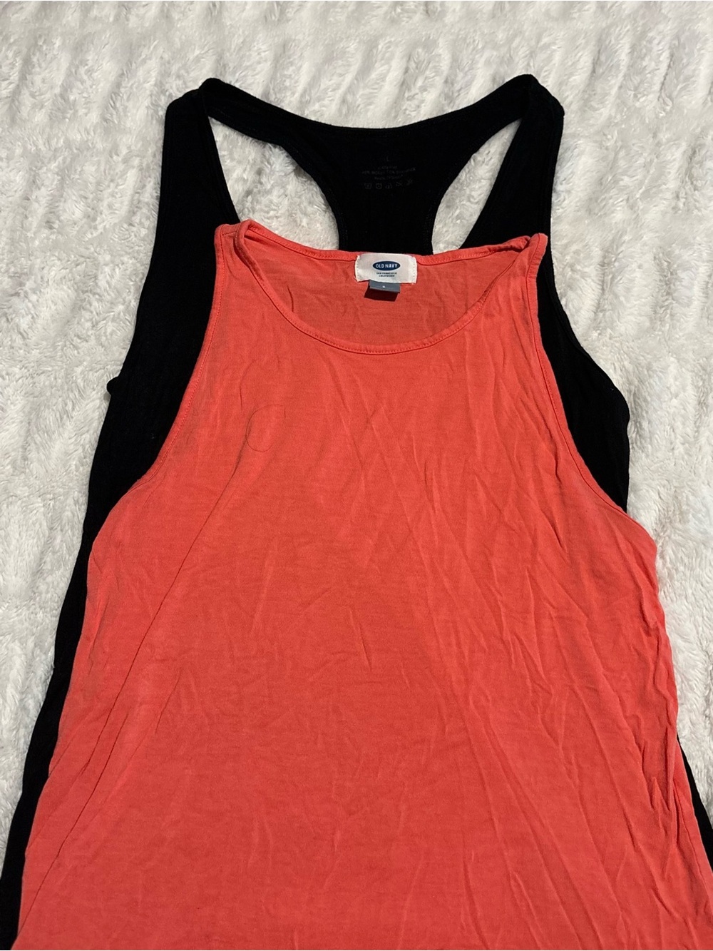 Women’s Two Pack Old Navy Coral & Black Double Tank Set - Women's Racerback
